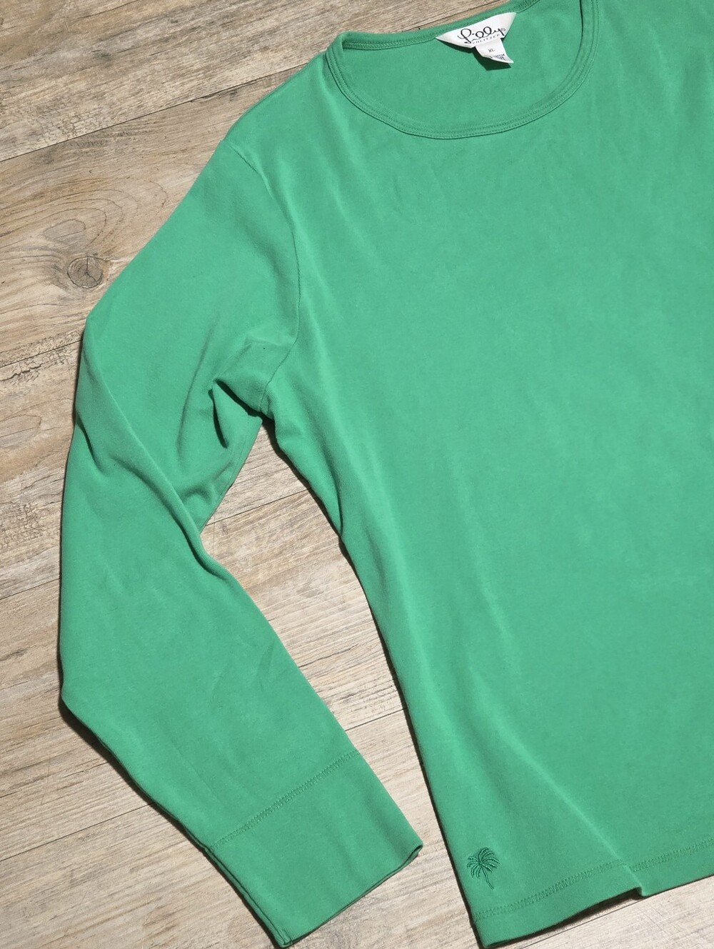 Lilly Pulitzer Solid Kelly Green 100% Cotton Long Sleeve Crewneck Top - Size XL